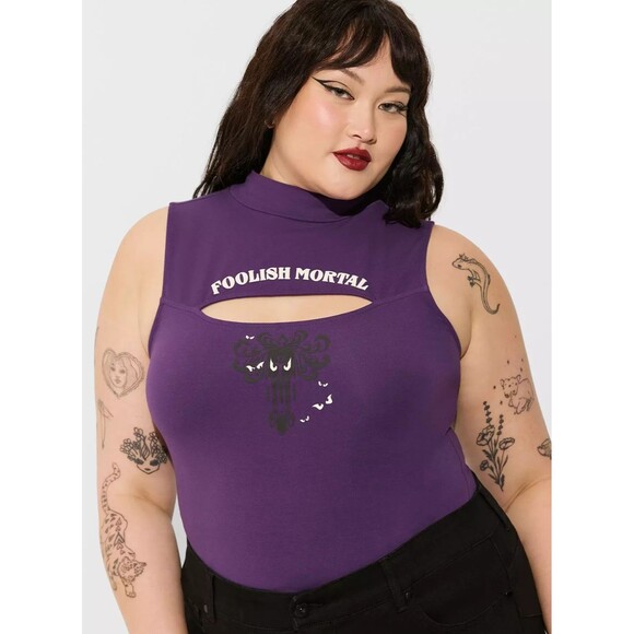 NWT Torrid Disney Haunted Mansion Foxy Mock Neck Cut Out Size 4 / 26 Plus AS IS - Picture 6 of 6